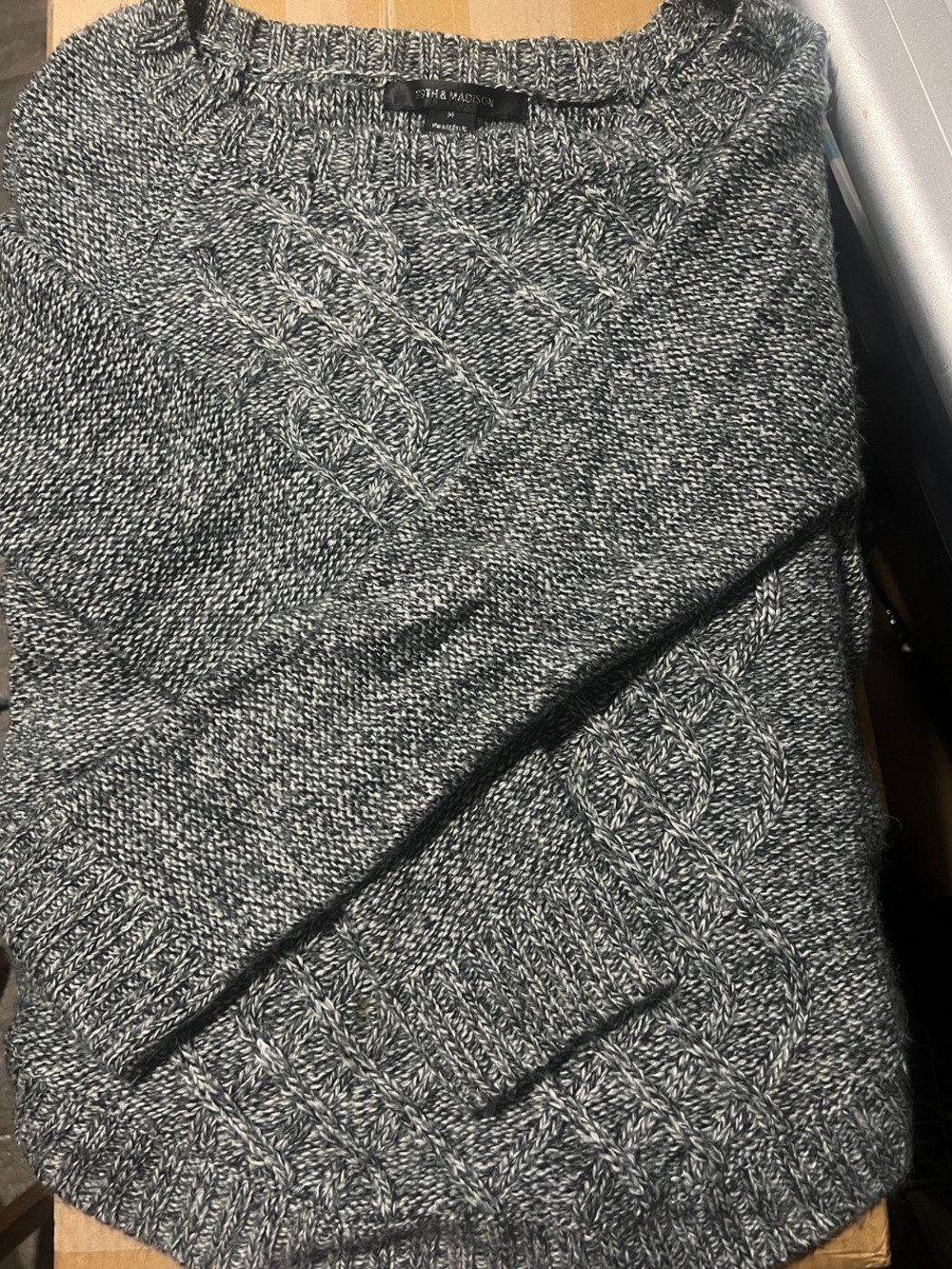 89th & Madison Marled Gray and Black Knit Sweater